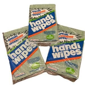 3 Vintage Handi Wipes Kitchen Cloths Lot 24x13” Total Of 24 Green / White NEW